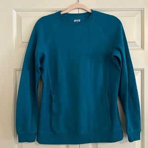 Duluth Trading Co. The Rib Crew Neck Sweatshirt Teal, Size Small